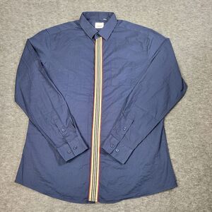 Limited Edition Burberry Silverton Icon Size L Stripe Stretch Cotton Shirt